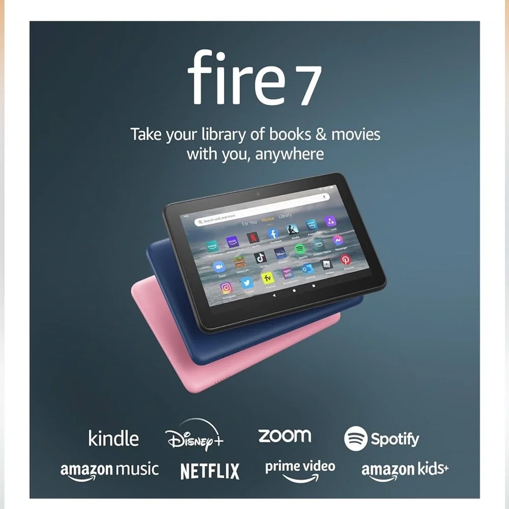 Amazon Fire 7 Tablet - Black, Blue, Pink
